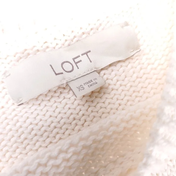 New Loft Cream Red Trim Gold Button Bell Sleeve Sweater Sz Xs - Picture 10 of 14